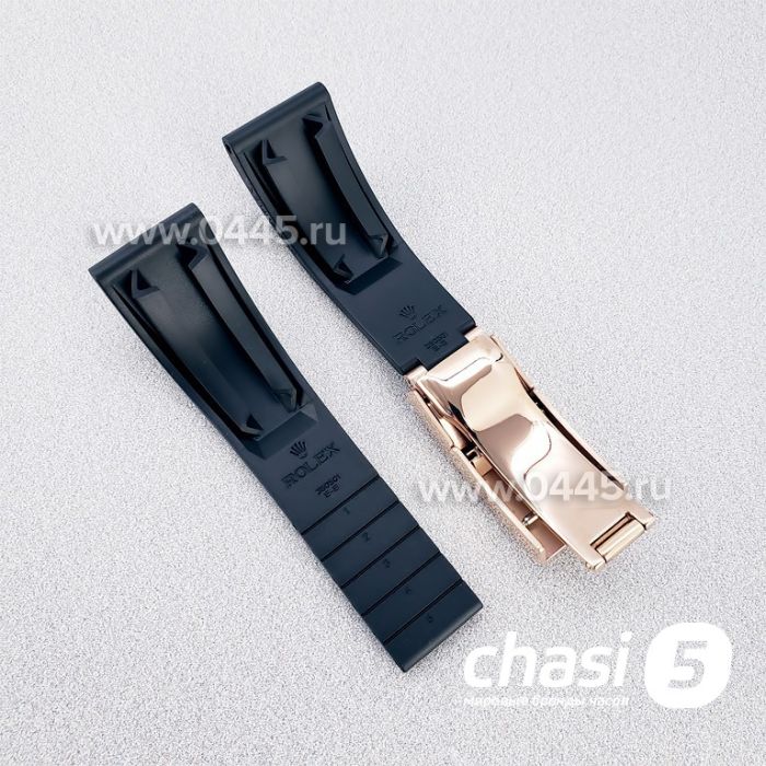 Каучуковый Ремешок с клипсой Rolex 20 мм - черный (16833)