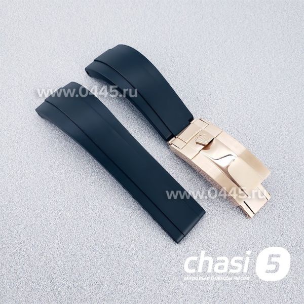 Каучуковый Ремешок с клипсой Rolex 20 мм - черный (16833)