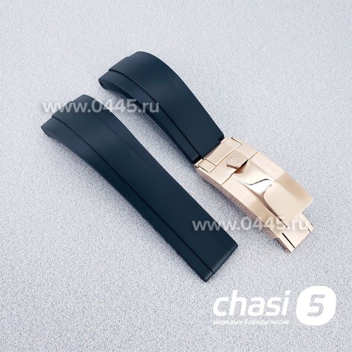 Каучуковый Ремешок с клипсой Rolex 20 мм - черный (16833)