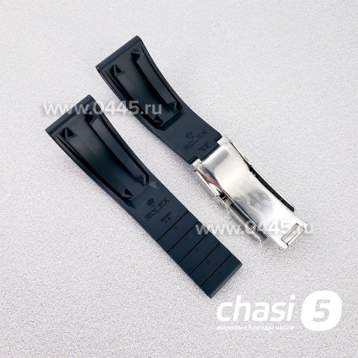 Каучуковый Ремешок с клипсой Rolex 20мм - черный (16834)