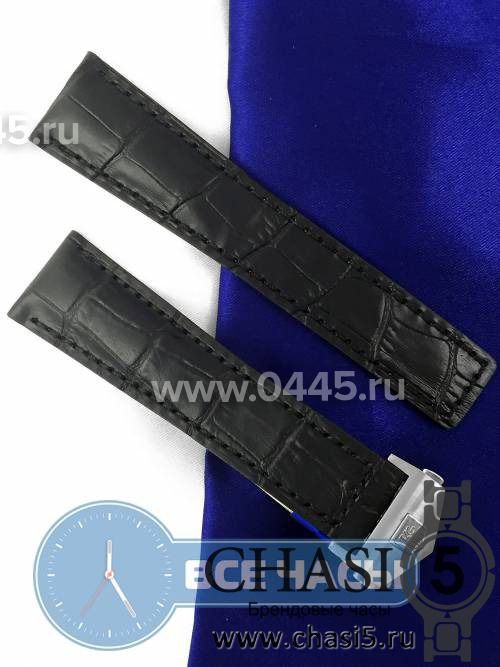 Кожаный Ремешок Tag Heuer черный (05590)